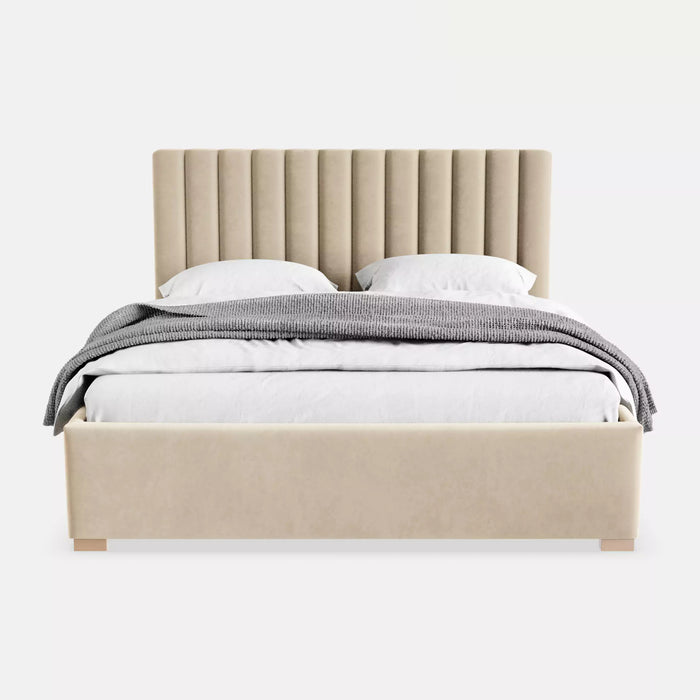by fonQ Mara Tweepersoonsbed met Opbergruimte 180 x 200 cm - Fluweel / Crème