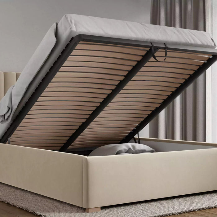 by fonQ Mara Tweepersoonsbed met Opbergruimte 180 x 200 cm - Fluweel / Crème