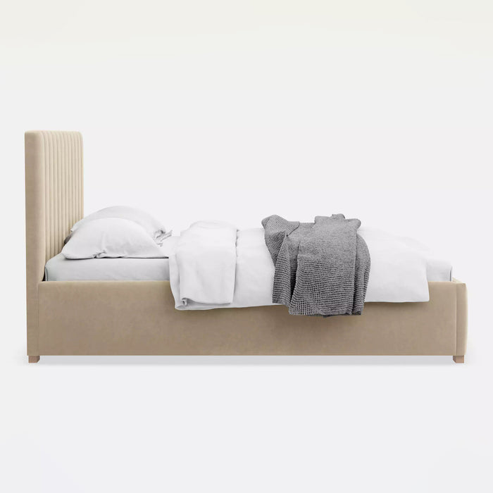 by fonQ Mara Tweepersoonsbed met Opbergruimte 160 x 200 cm - Fluweel / Crème