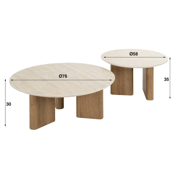 Giga Meubel - Salontafel Driehoek Keramiek - 90x43x40cm - Set van 2