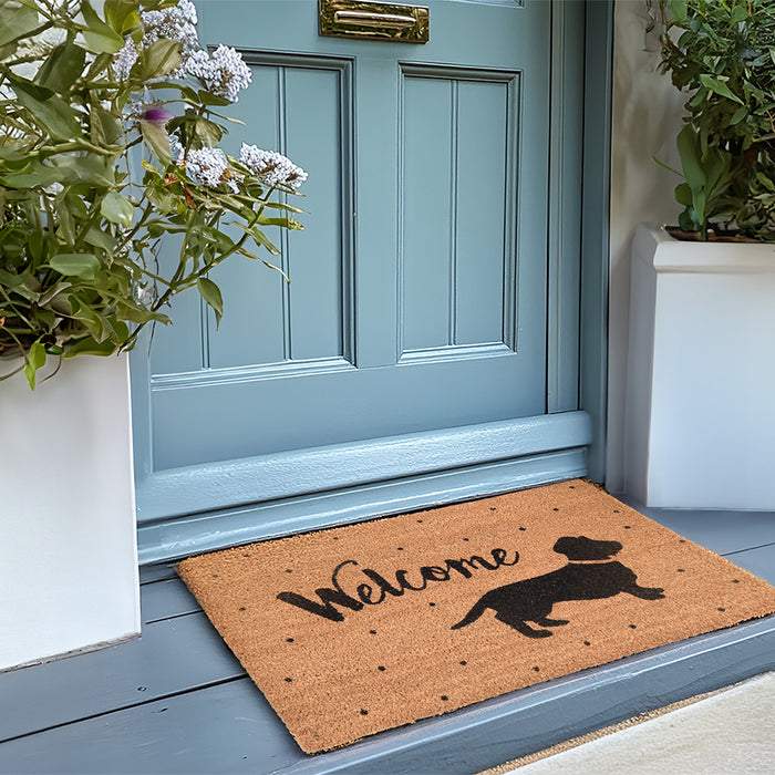 Clayre & Eef Deurmat 75x45 cm Bruin Kokosvezel Rubber Rechthoek Hond