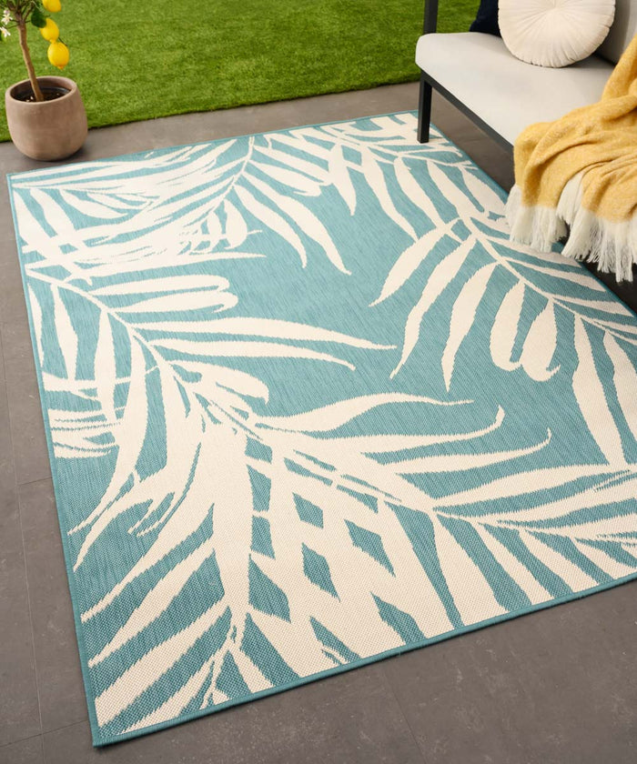 Tapeso Buitenkleed Palm - Flip Coco turquoise - 200x280 cm