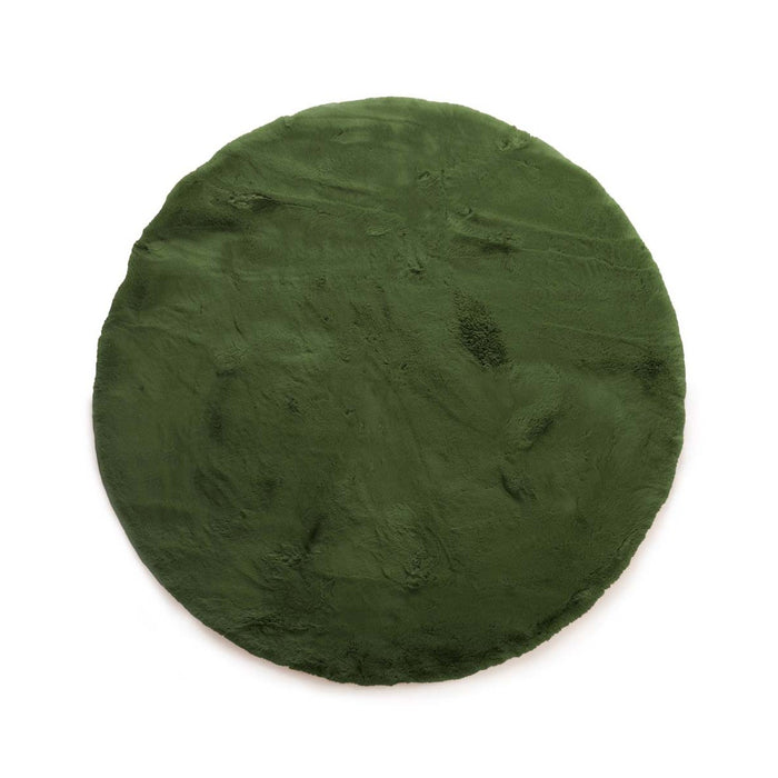 Tapeso Fluffy vloerkleed rond - Comfy Deluxe olijfgroen - 80 cm rond