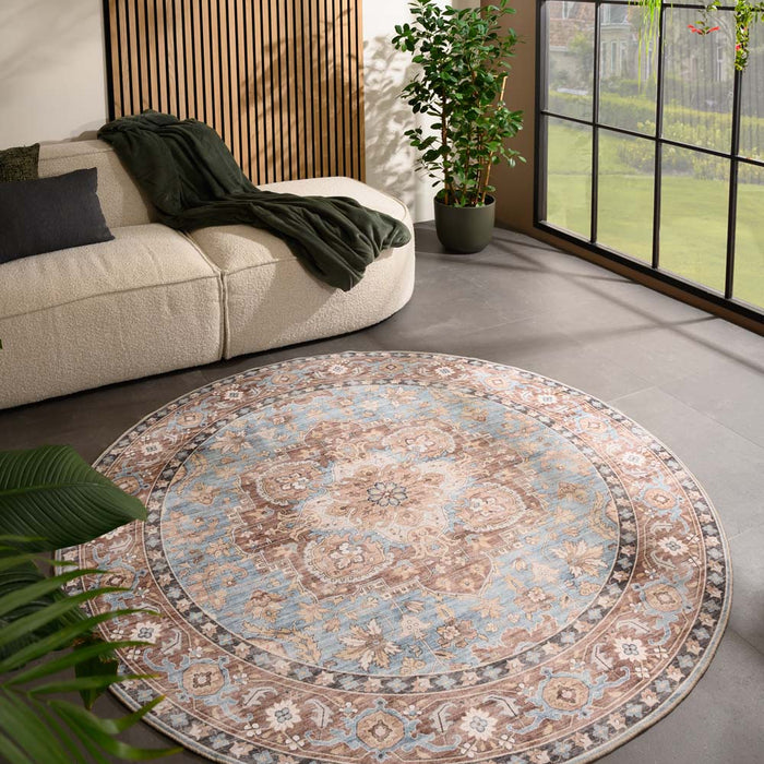 Heritaged Rond Vintage buitenkleed - Valenca Fino lichtblauw - 200 cm