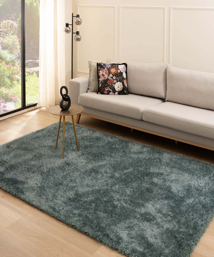 Tapeso Hoogpolig vloerkleed velvet - Posh blauw - 80x150 cm