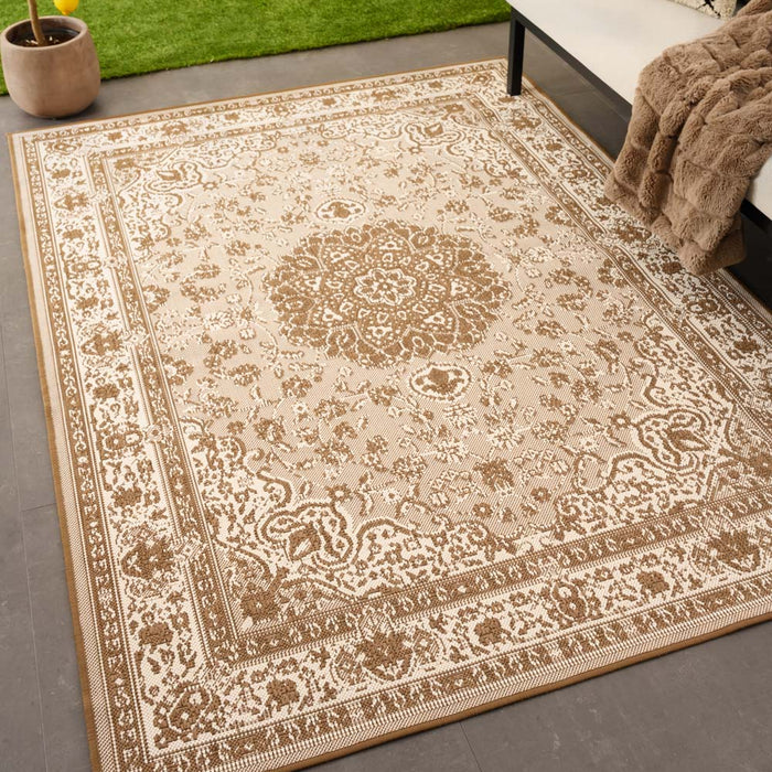 Tapeso Vintage buitenkleed - Flip Agnes lichtbruin - 200x280 cm