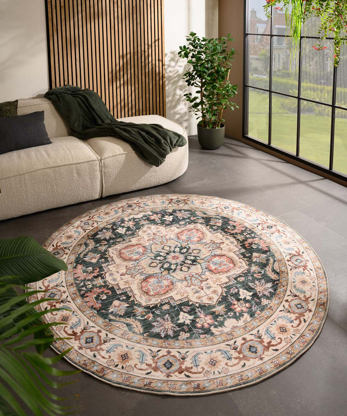 Heritaged Rond Vintage buitenkleed - Valenca Fino groen|rood - 230 cm