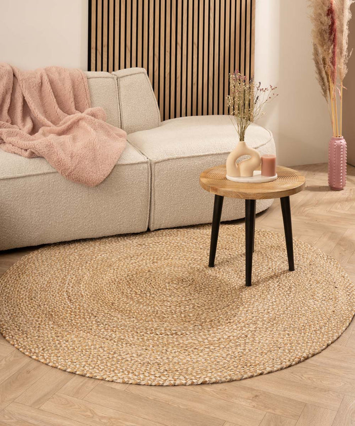 Boho&me Jute vloerkleed rond - Braided - naturel|multi - 120 cm