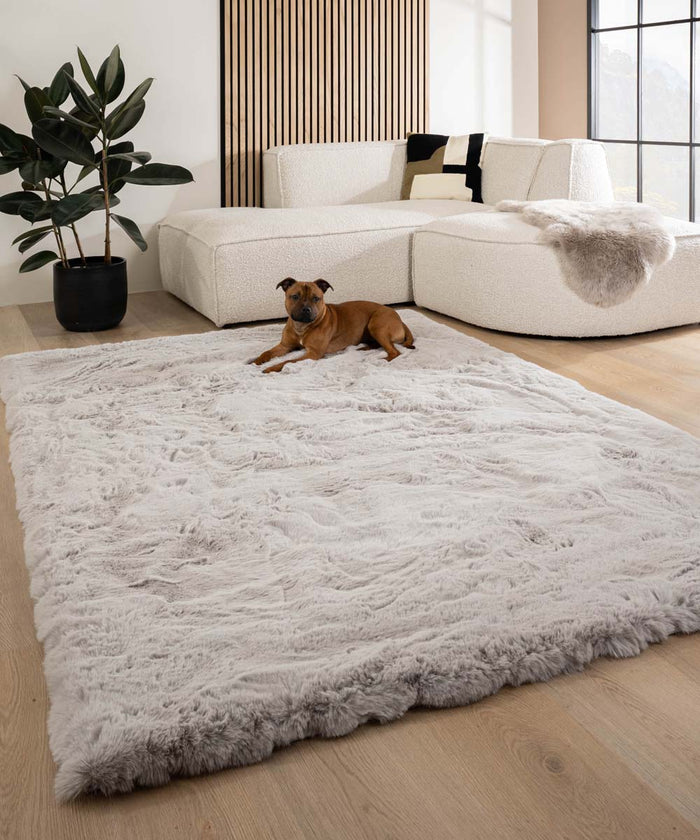Tapeso Fluffy vloerkleed - Comfy Deluxe lichtgrijs - 230x330 cm