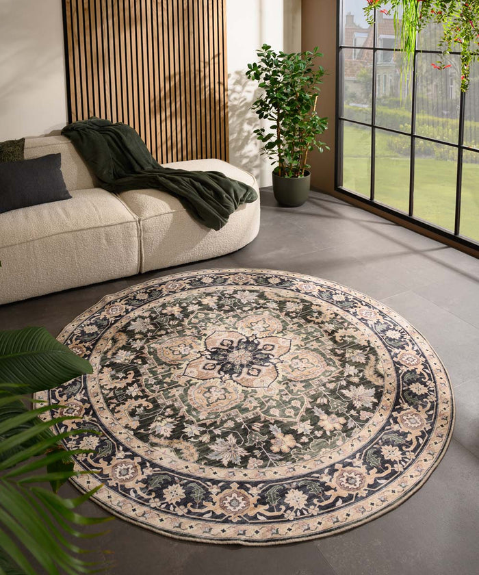 Heritaged Rond Vintage buitenkleed - Valenca Fino beige|groen - 115 cm