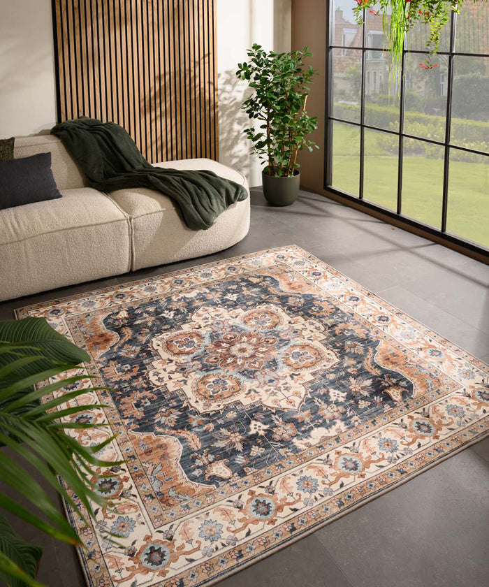 Heritaged Buitenkleed vierkant Vintage - Valenca Fino goud|blauw -