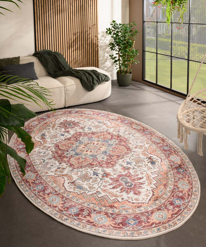 Heritaged Buitenkleed ovaal Vintage - Valenca Fino crème|rood - 80x150