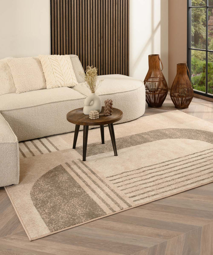 Tapeso Abstract vloerkleed - Ease Echo beige - 200x300 cm