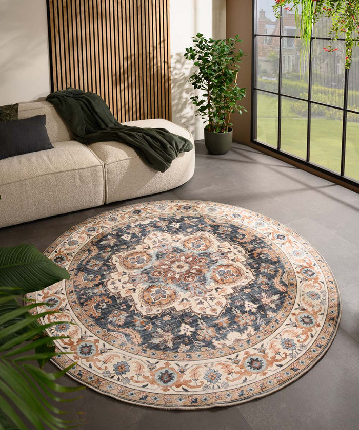 Heritaged Rond Vintage buitenkleed - Valenca Fino goud|blauw - 200 cm