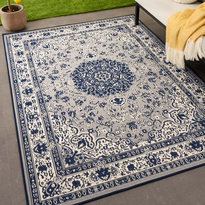 Tapeso Vintage buitenkleed - Flip Agnes donkerblauw - 200x280 cm