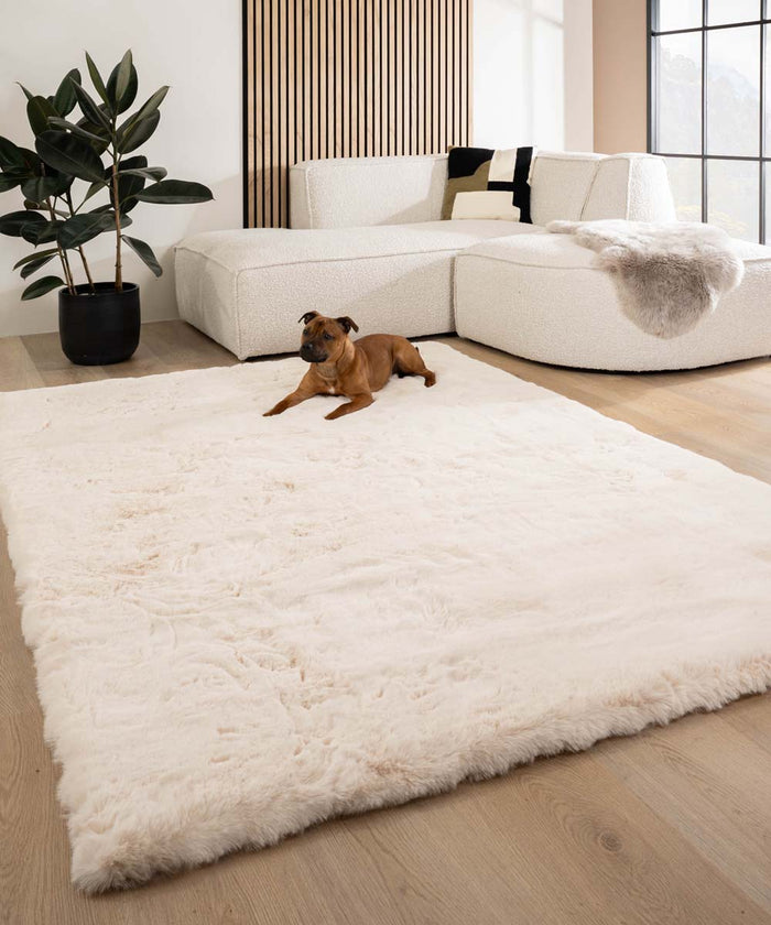 Tapeso Fluffy vloerkleed - Comfy Deluxe crème - 70x140 cm