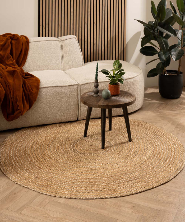 Boho&me Jute vloerkleed rond - Braided - naturel - 120 cm
