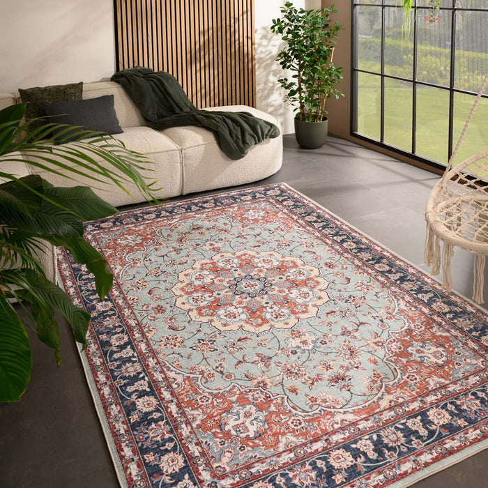 Heritaged Vintage buitenkleed - Valenca Nova saliegroen|rood - 120x160