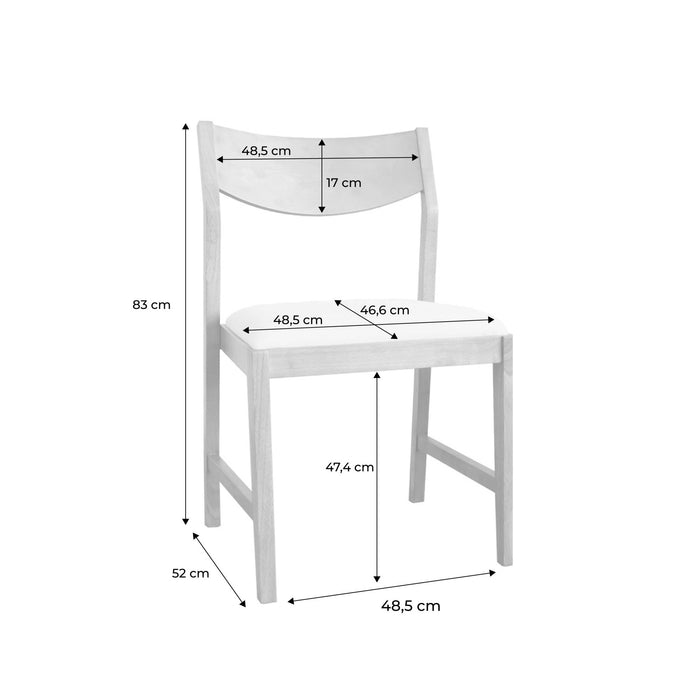 sweeek - Stoel van heveahout en beige stof (set van 2)