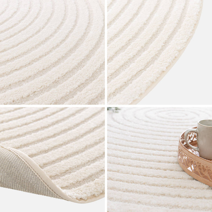 sweeek - Interieurtapijt met cirkelpatroon in crèmekleur