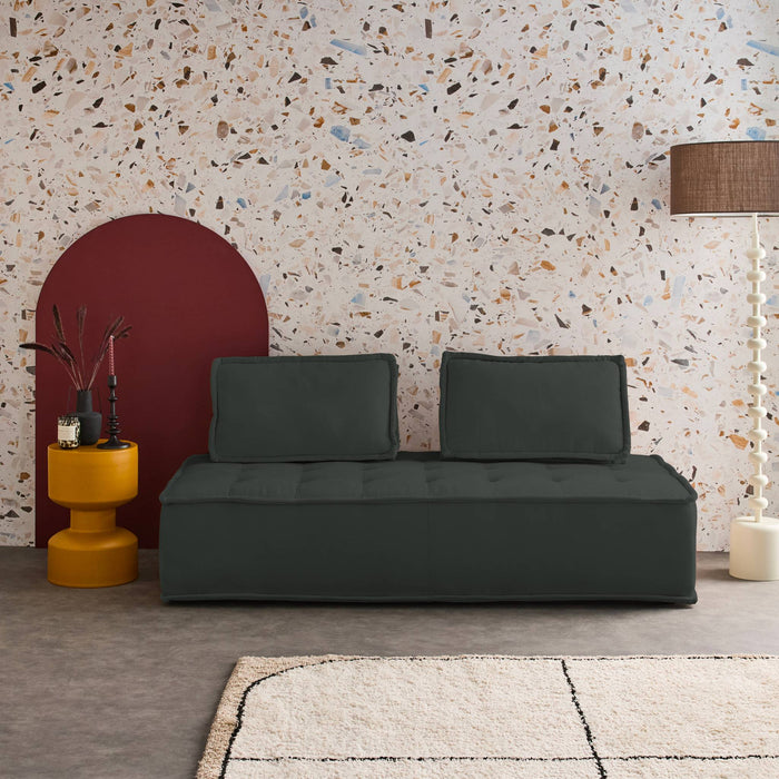 sweeek - 2-zits fauteuil voor modulaire bank in gestoffeerde stof