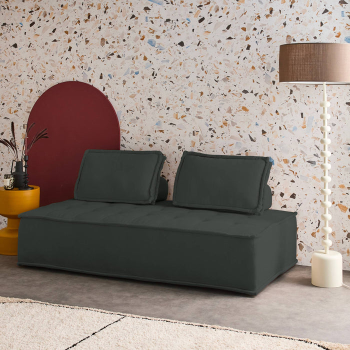 sweeek - 2-zits fauteuil voor modulaire bank in gestoffeerde stof