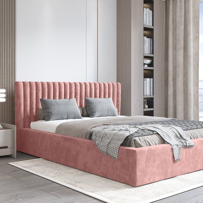 Trae Mobler Vegas 160 x 200 cm Gestoffeerd Bed Stoffig Roze