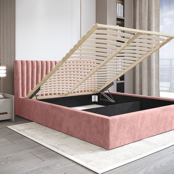 Trae Mobler Vegas 160 x 200 cm Gestoffeerd Bed Stoffig Roze