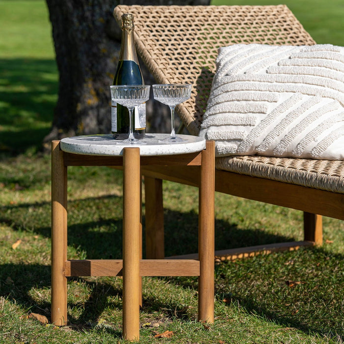 House Nordic Terracina Ronde Bijzettafel Acacia|Terrazo