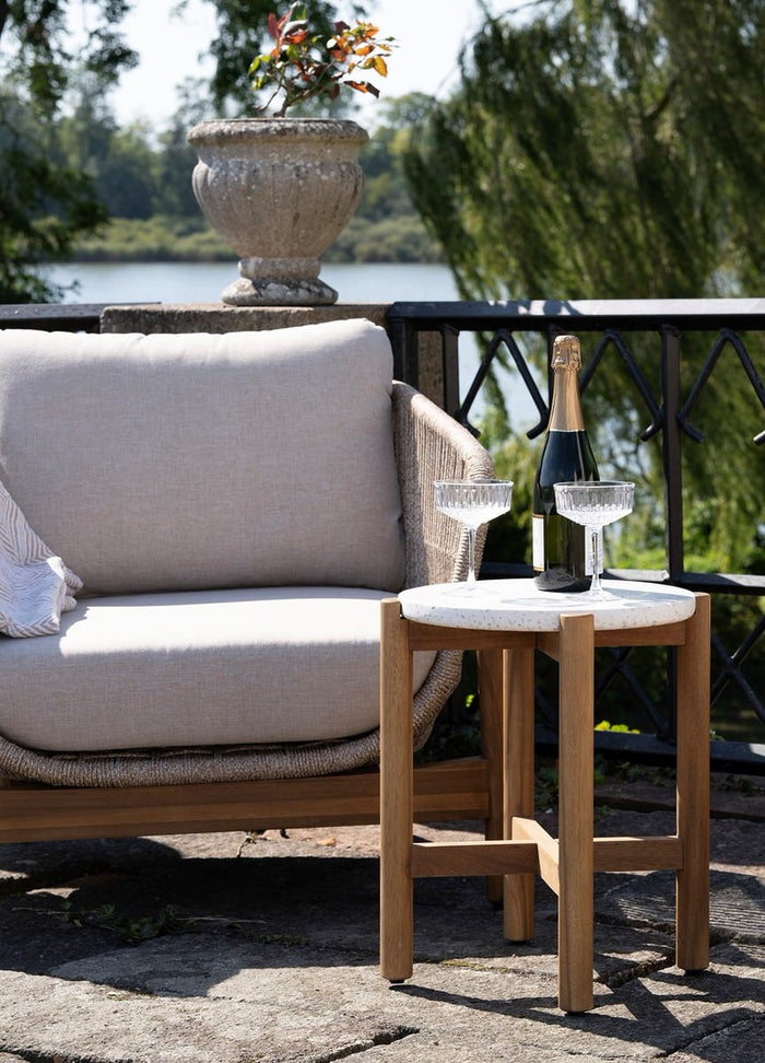 House Nordic Terracina Ronde Bijzettafel Acacia|Terrazo