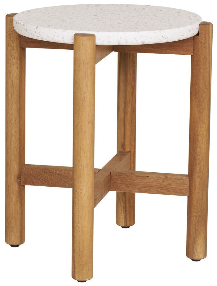 House Nordic Terracina Ronde Bijzettafel Acacia|Terrazo
