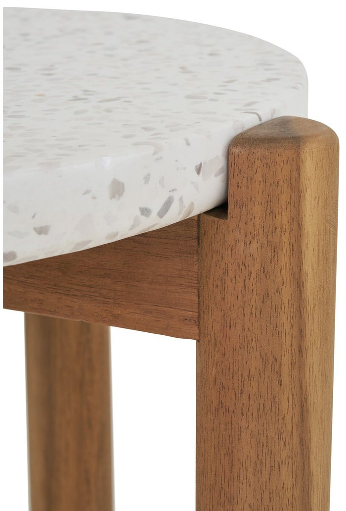 House Nordic Terracina Ronde Bijzettafel Acacia|Terrazo