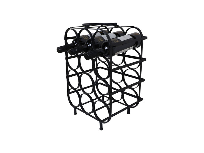 HSM Collection-Staand Wijnrek 12 Flessen-35x25x50-Zwart-Metaal