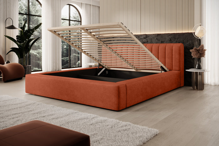 Trae Mobler Amira 140 x 200 cm Gestoffeerd Bed Baksteenrood