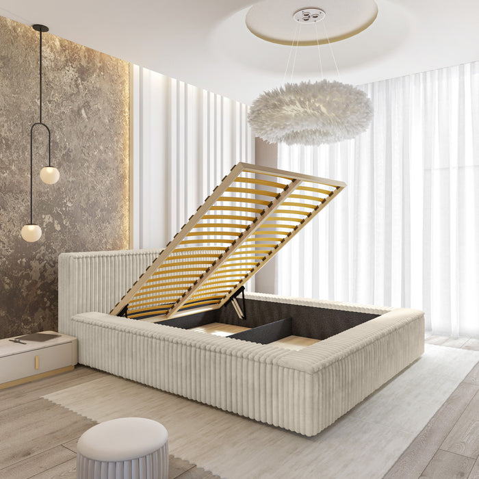 Trae Mobler Melody 140 x 200 cm Gestoffeerd Bed Creme