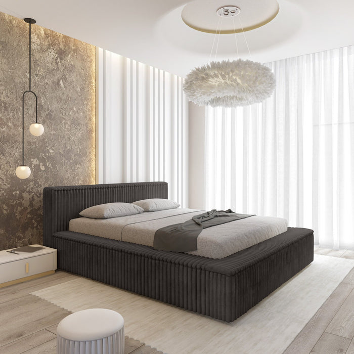 Trae Mobler Melody 140 x 200 cm Gestoffeerd Bed Donkergrijs