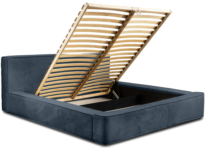 Trae Mobler Harmon 140x200 cm Gestoffeerd Bed Navy Blauw