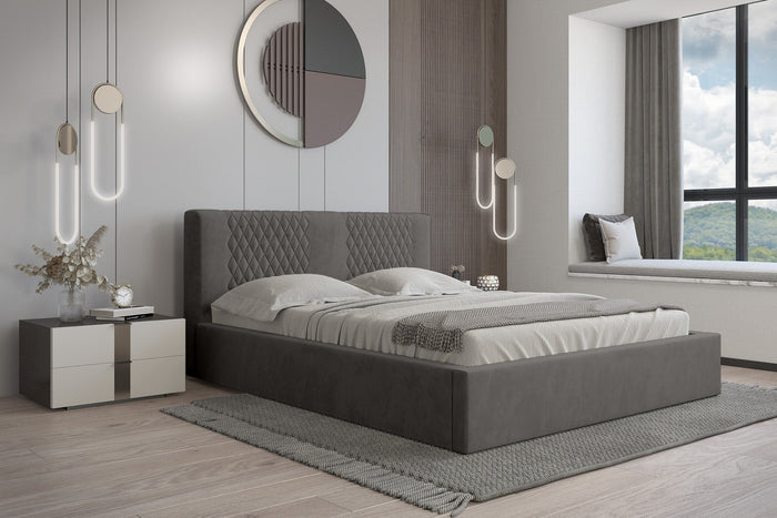 Trae Mobler Montana 140 x 200 cm Gestoffeerd Bed Donkergrijs