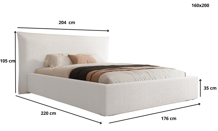 Trae Mobler Nevada 160 x 200 cm Bed Beige Bouclé