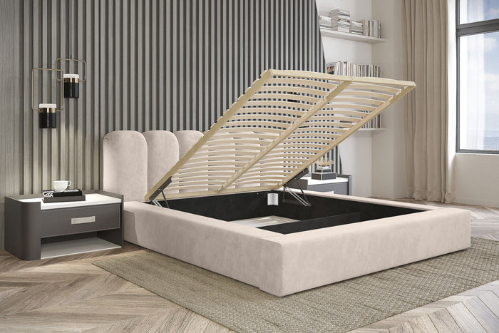 Trae Mobler Dallas 140 x 200 cm Gestoffeerd Bed Beige