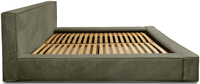 Trae Mobler Harmon 140x200 cm Gestoffeerd Bed Olijfgroen