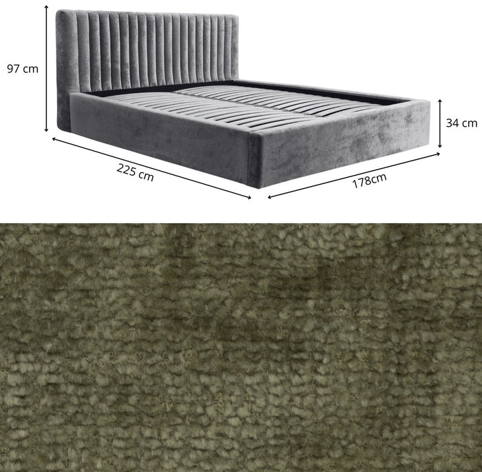 Trae Mobler Vegas 160 x 200 cm Gestoffeerd Bed Olijfgroen