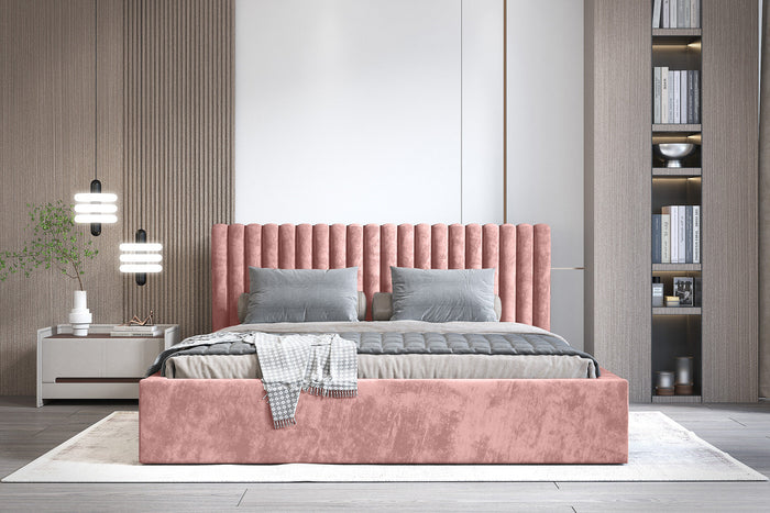 Trae Mobler Vegas 140 x 200 cm Gestoffeerd Bed Stoffig Roze
