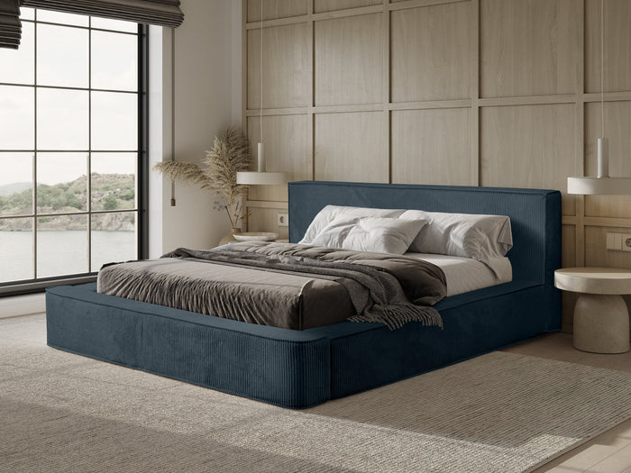 Trae Mobler Harmon 160x200 cm Gestoffeerd Bed Navy Blauw