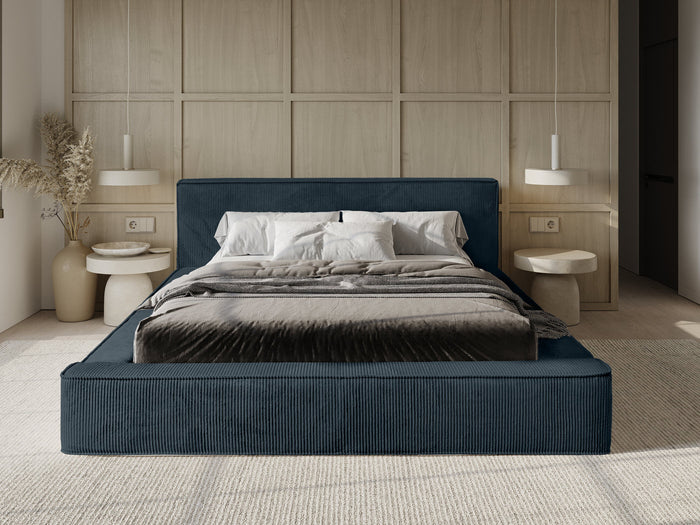 Trae Mobler Harmon 160x200 cm Gestoffeerd Bed Navy Blauw
