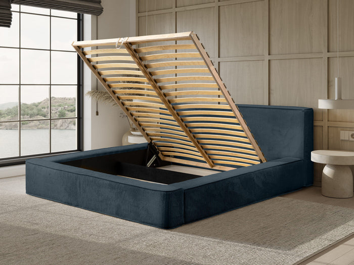 Trae Mobler Harmon 160x200 cm Gestoffeerd Bed Navy Blauw