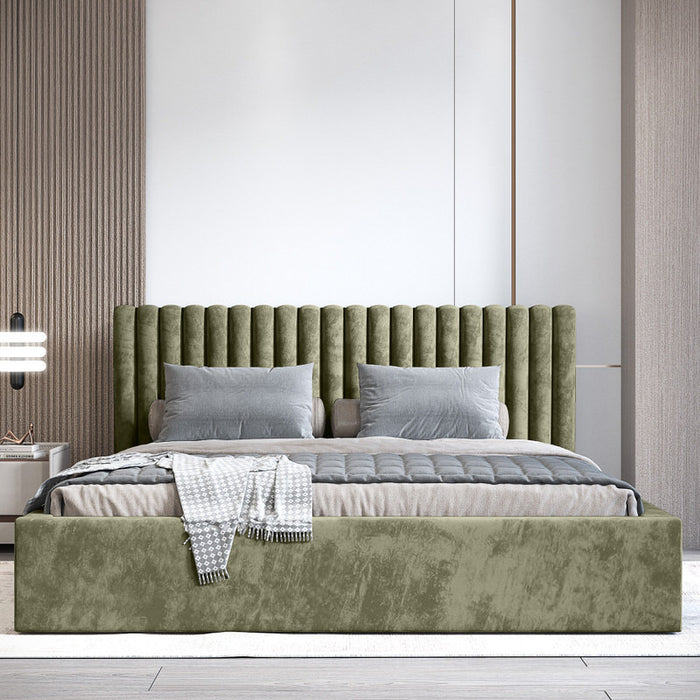 Trae Mobler Vegas 140 x 200 cm Gestoffeerd Bed Olijfgroen