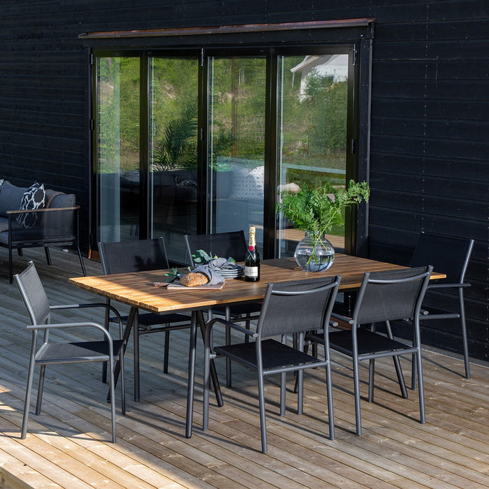 Nest outdoor Josua Tuintafel Zwart - Met Houten Blad - 200 x 100 cm