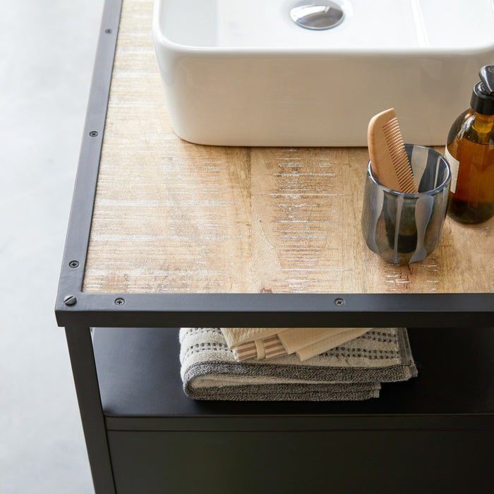 Tikamoon - Industriel - Massief mangohouten en metalen badmeubel 95 cm