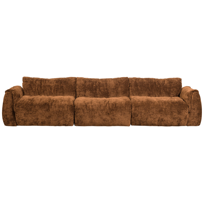 WOOOD Baggy 3-Zits Bank - 3D Chenille - Midden Bruin - 81x309x101